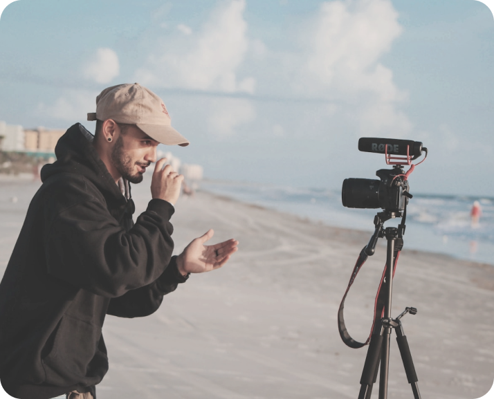Professional video production on beach